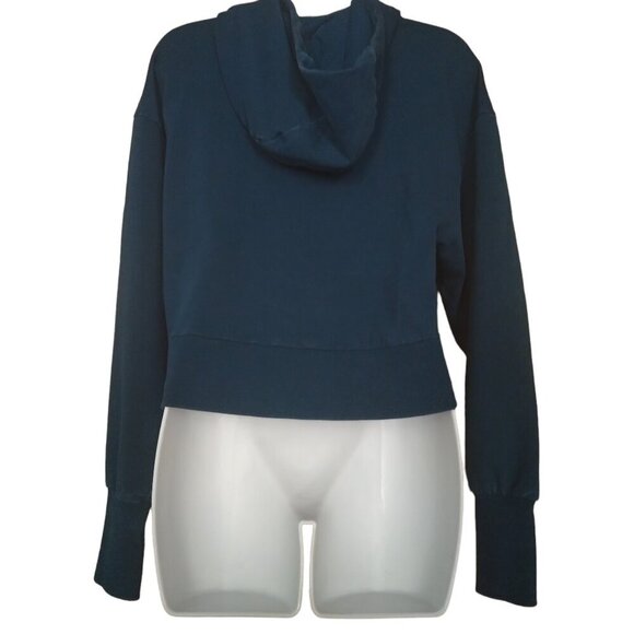 Joy Lab Women's XS Long Sleeve Cropped Dark Teal Pullover Hoodie Sweatshirt - Picture 4 of 4